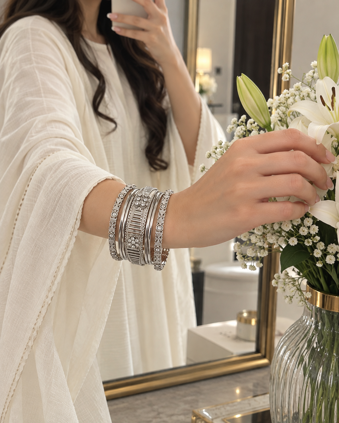delicate silver carved set (ss-27)