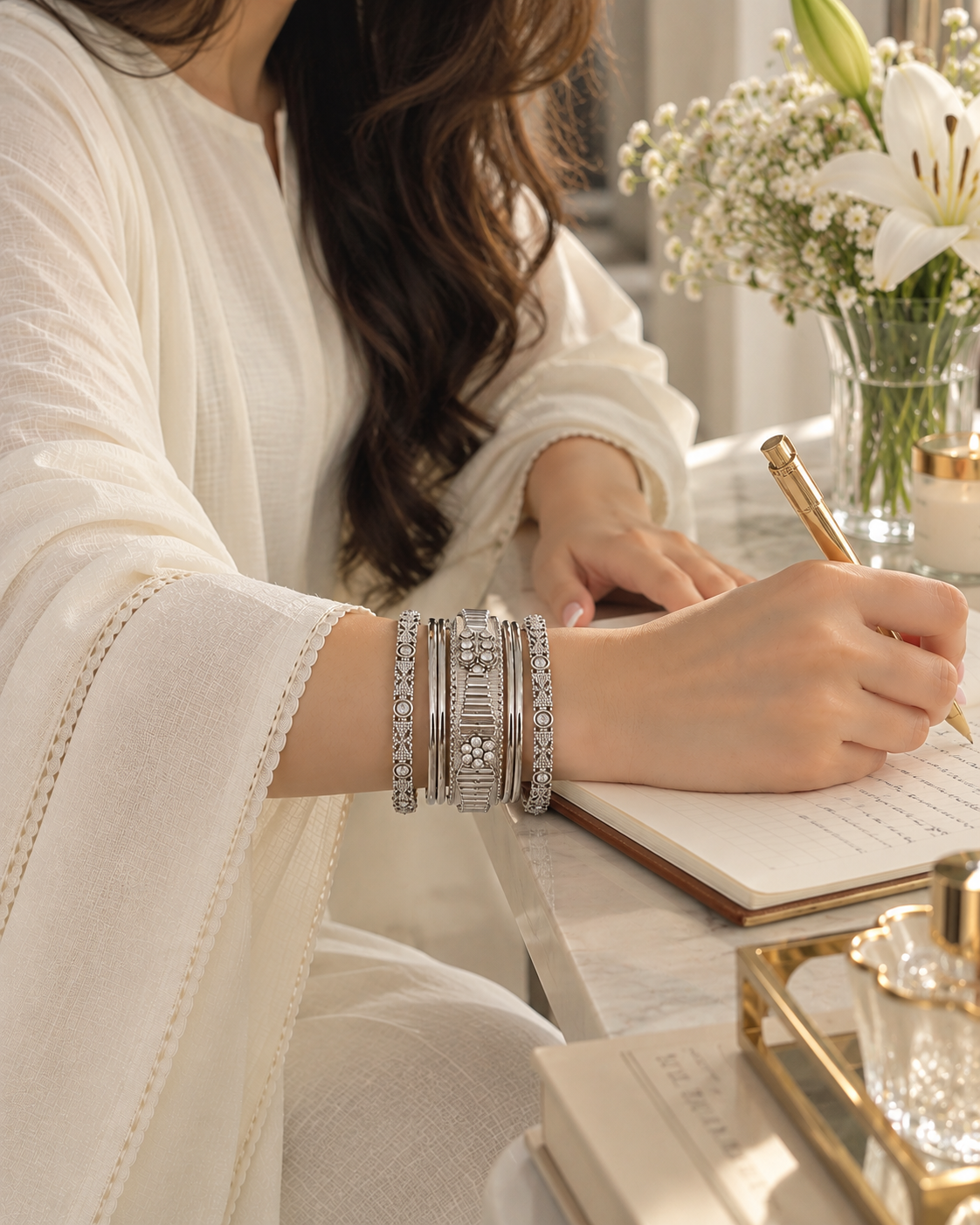 delicate silver carved set (ss-27)