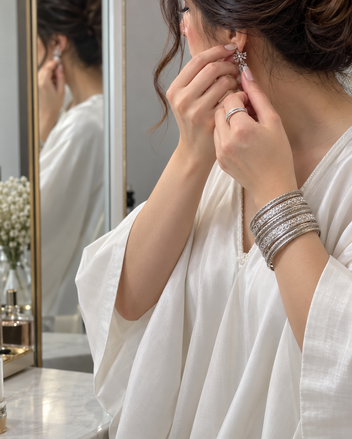 silver thin delicate set (ss-31)